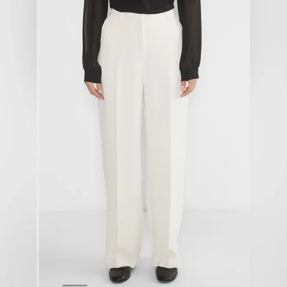 NWT Aritzia Wilfred Evelyn Pant in White Size 6 High Rise Wide Leg Pants
